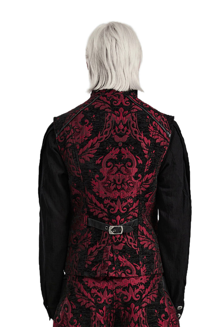 mens black and red vampire goth leather vest