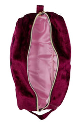 Baneful Botany Velvet Cosmetic Bag inside with pink lining