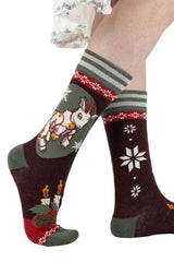 goth grunge cute christmas socks with white goat