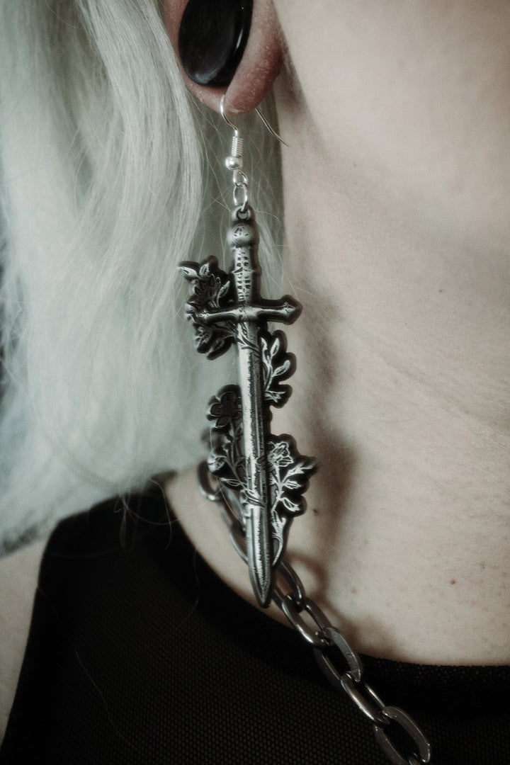 gothic knife earrings