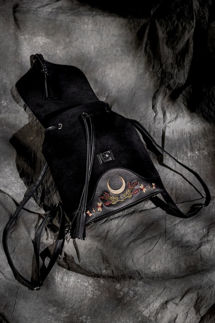 dark cottagecore backpack with embroidery 
