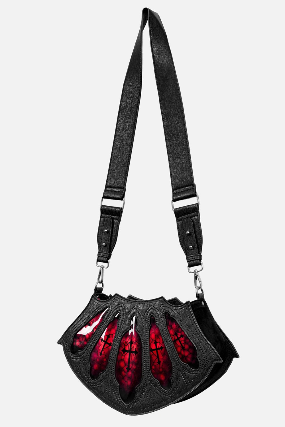dark haunting vegan leather gothic cathedral purse