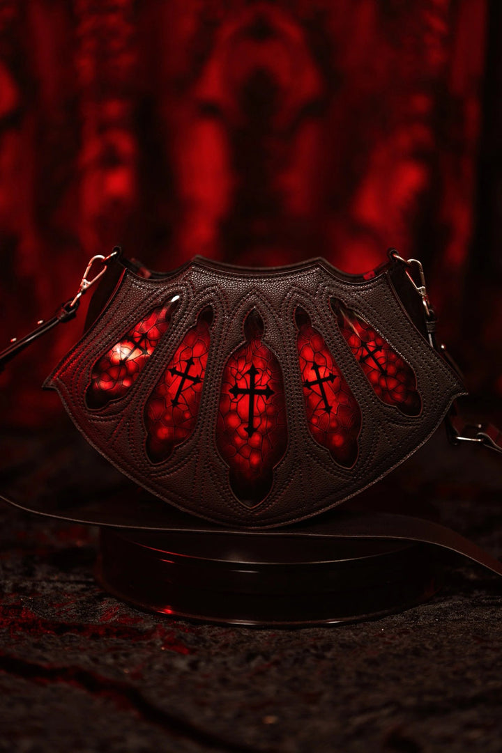 vampire goth restyle vegan leather cathedral shoulder bag