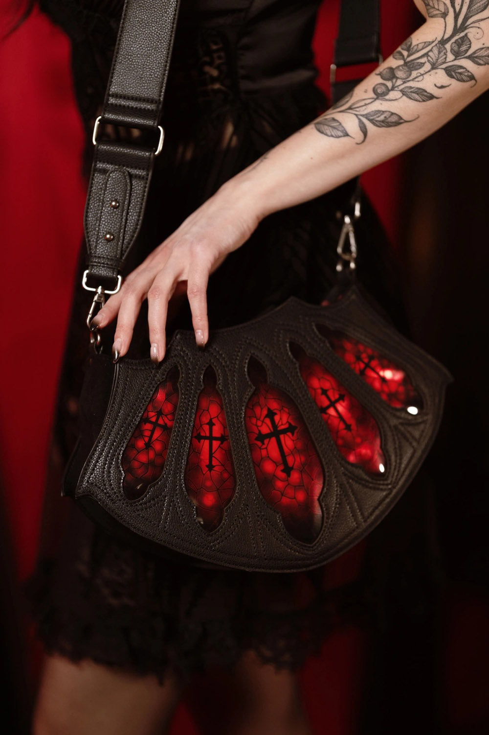 vegan leather gothic cathedral purse