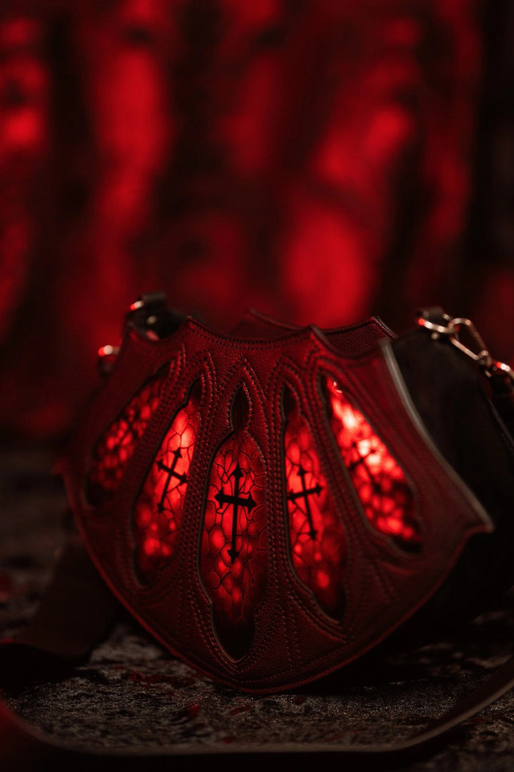 victorian restyle vegan leather cathedral shoulder bag