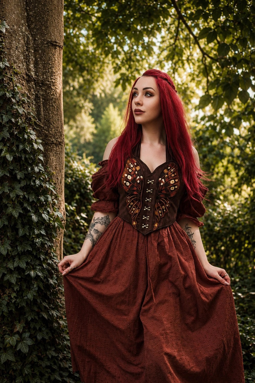 whimsical moth wings corset top