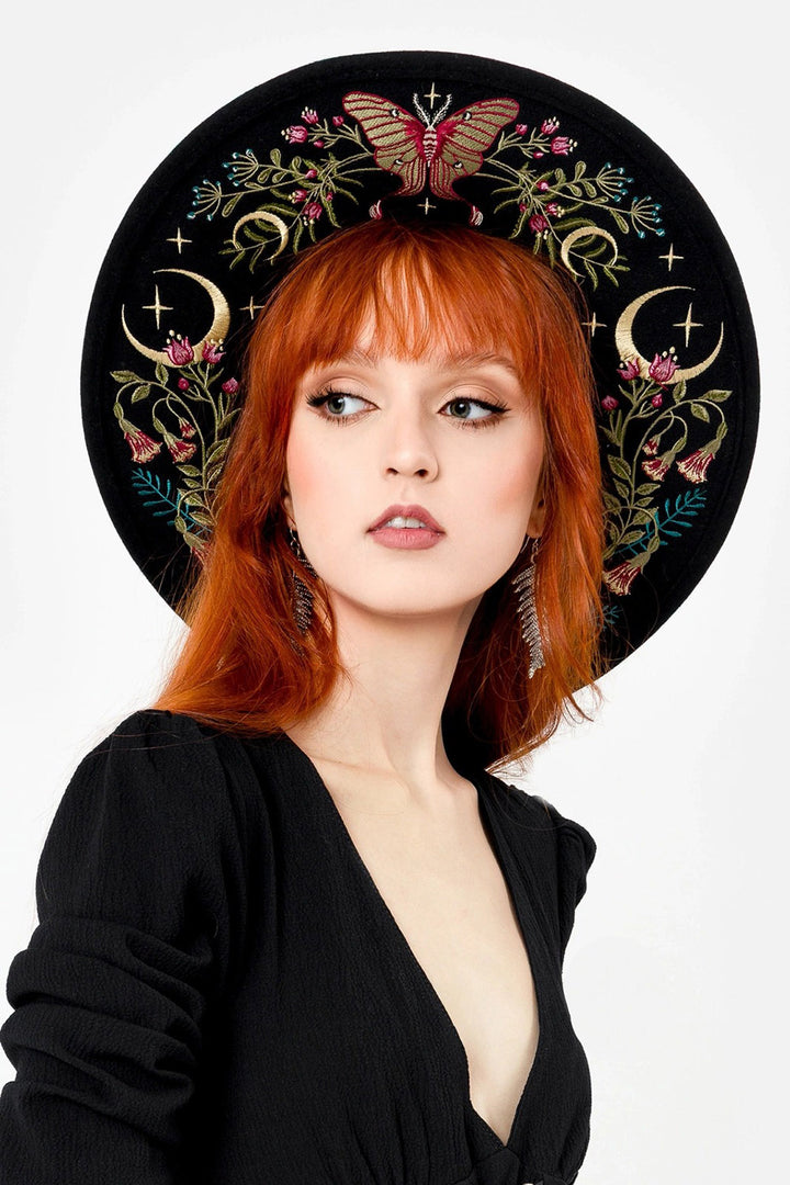 moth fantasy wide brimmed hat