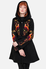 embroidered fox hoodie jacket