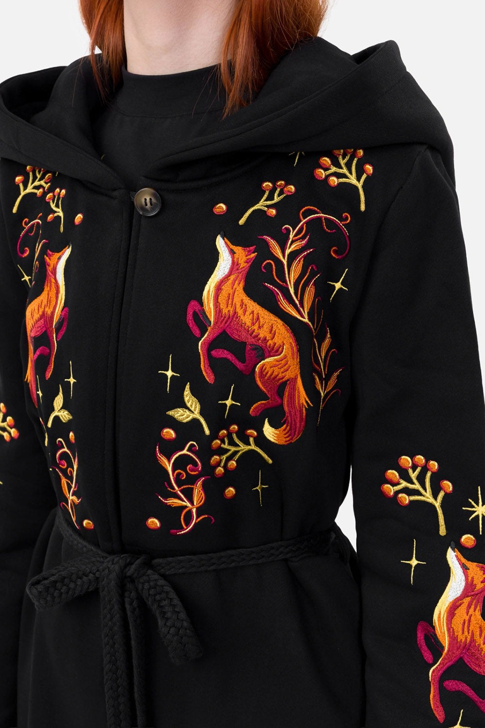 restyle embroidered fox hoodie jacket