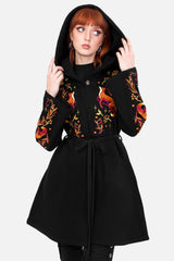 hooded black cotton embroidered fox hoodie jacket