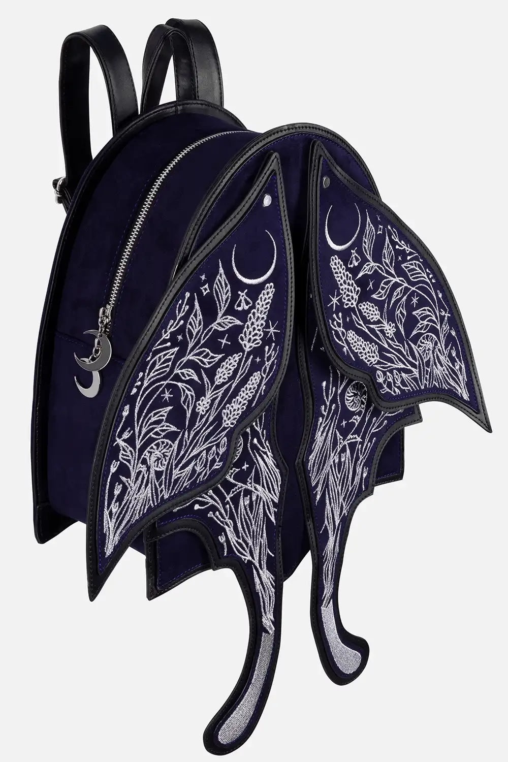 embroidered dark blue moth wings backpack by restyle