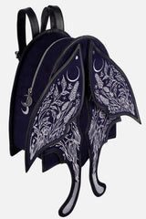 embroidered dark blue moth wings backpack by restyle