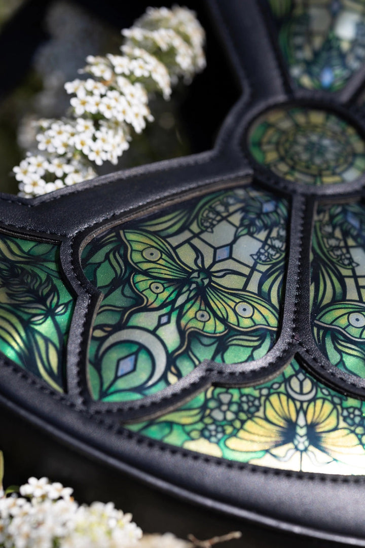 whimsigoth floral green crescent shoulder bag