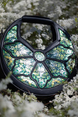 cottagecore whimsical floral green crescent shoulder bag