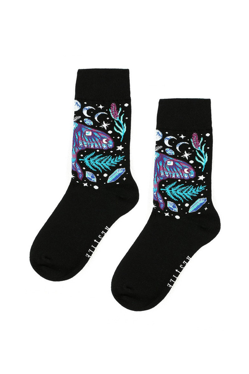 magical goth luna moth socks