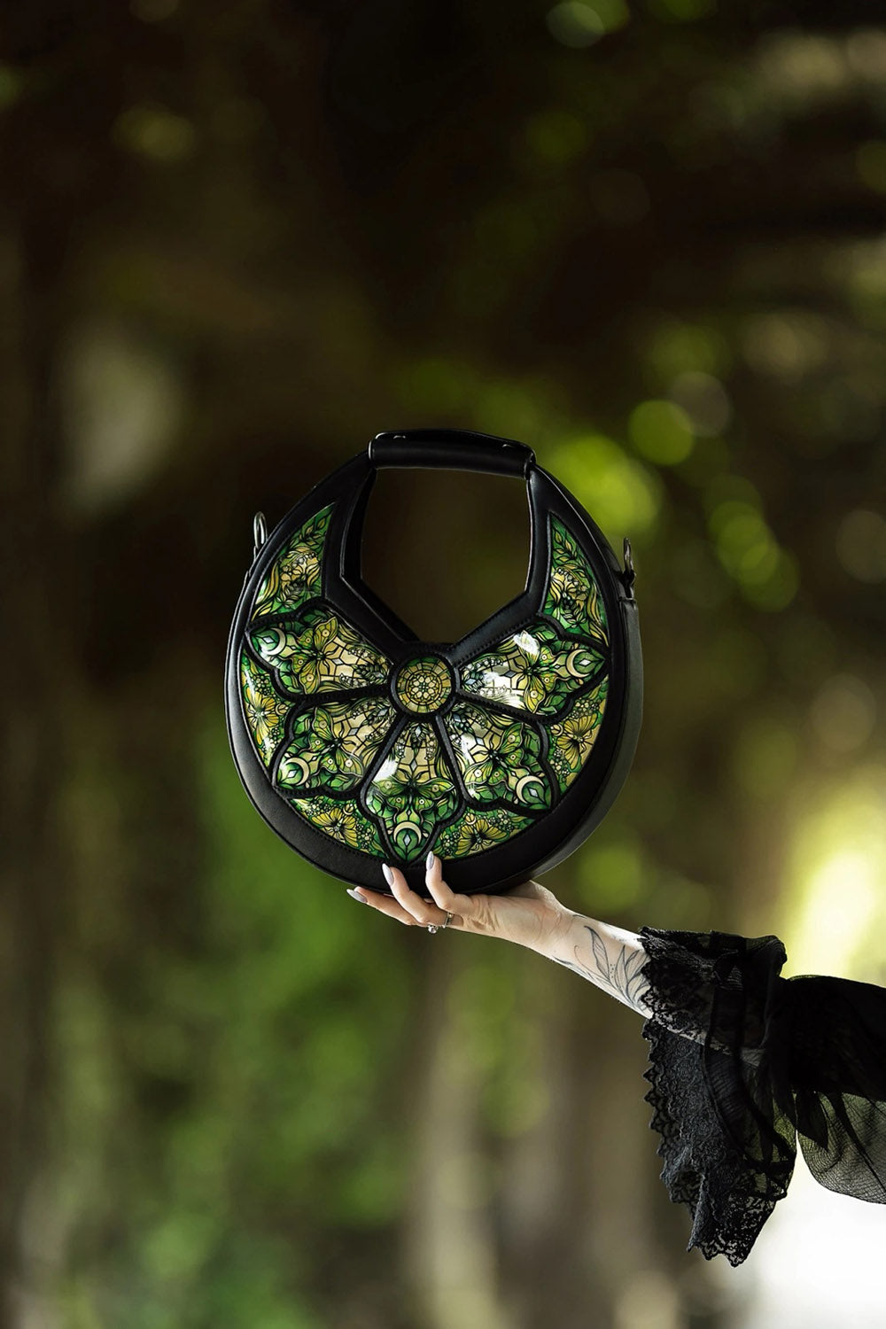 cottagecore whimsical floral green crescent shoulder bag by restyle 