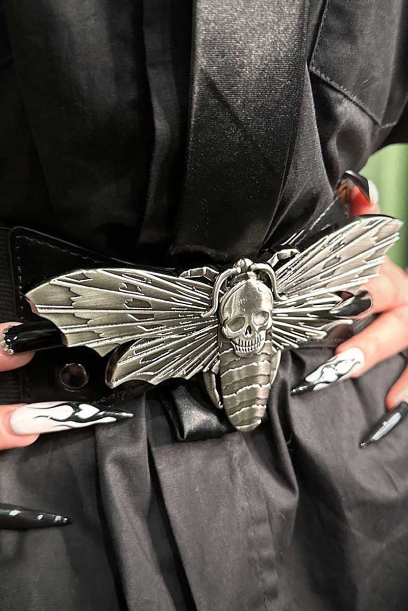 rockabilly black moth belt by kreepsville