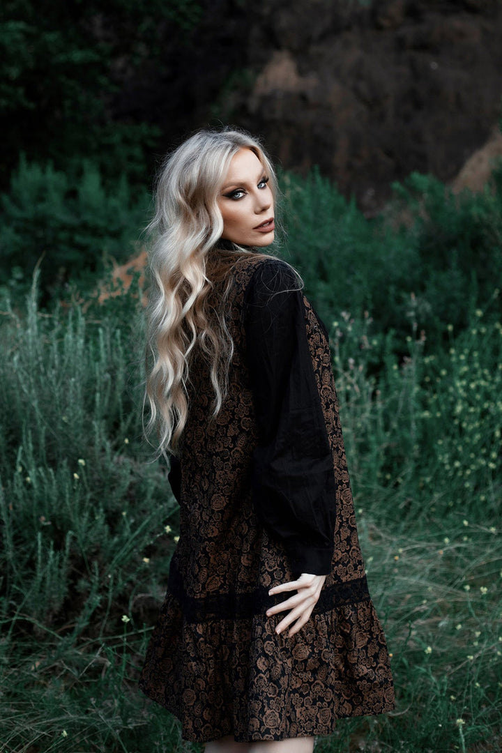 western goth dark bohemian 70s inspired dress