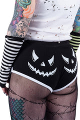 womens pumpkin face shorts