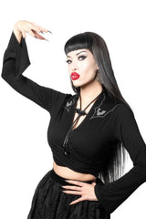 black rockabilly long sleeve bat gothic top