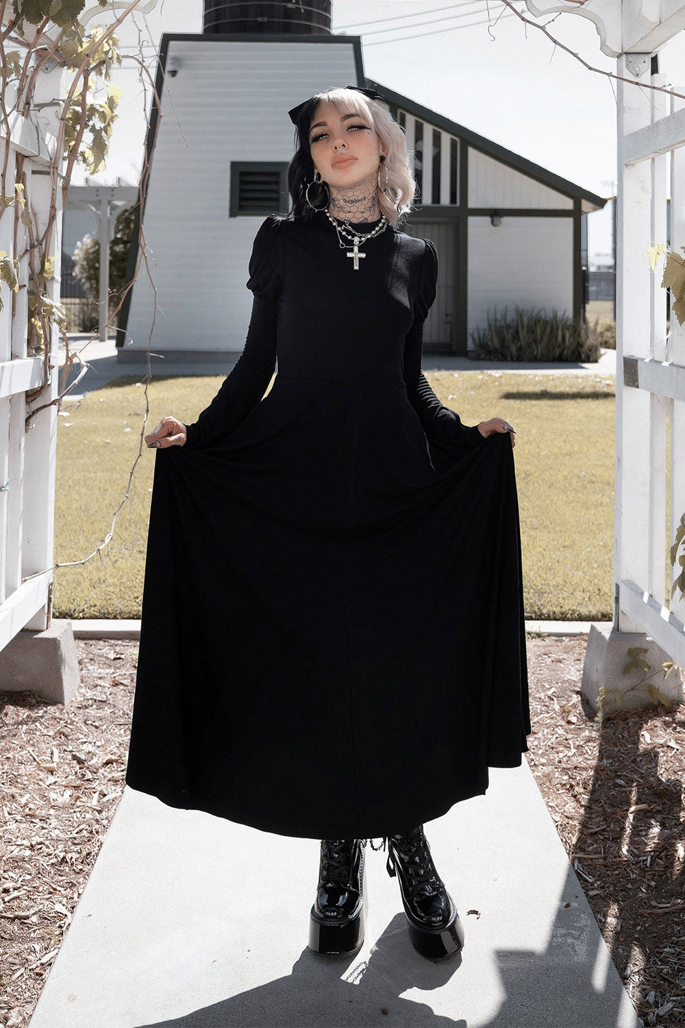 flared sleeve dress with pockets 