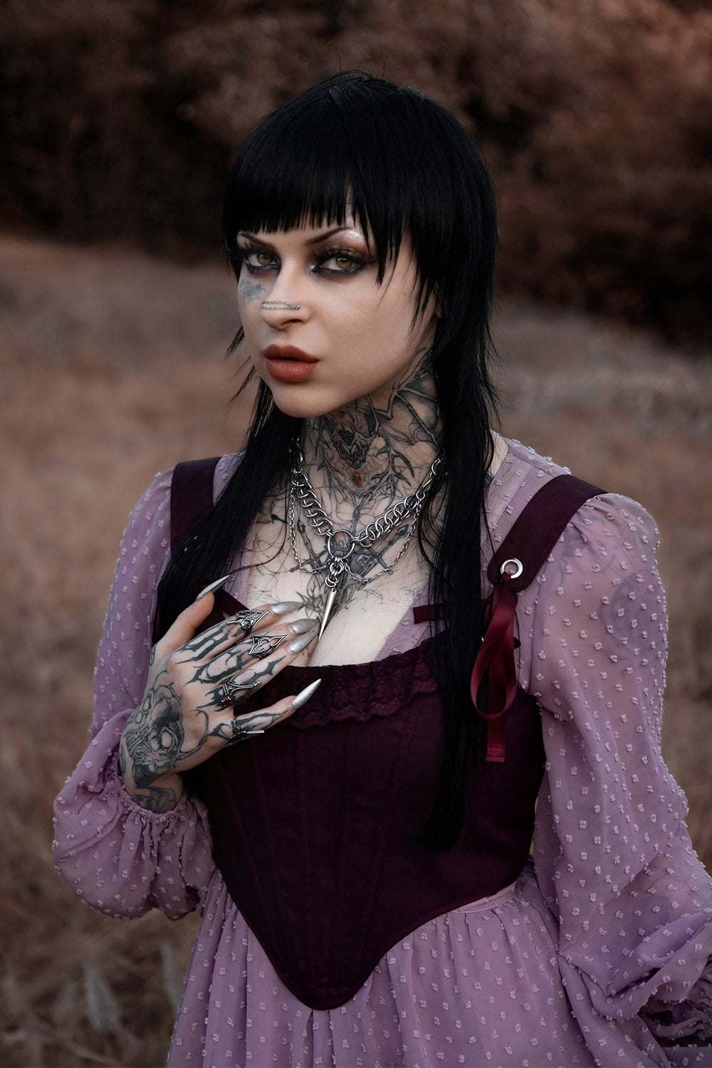whimsigoth deep red purple corset top