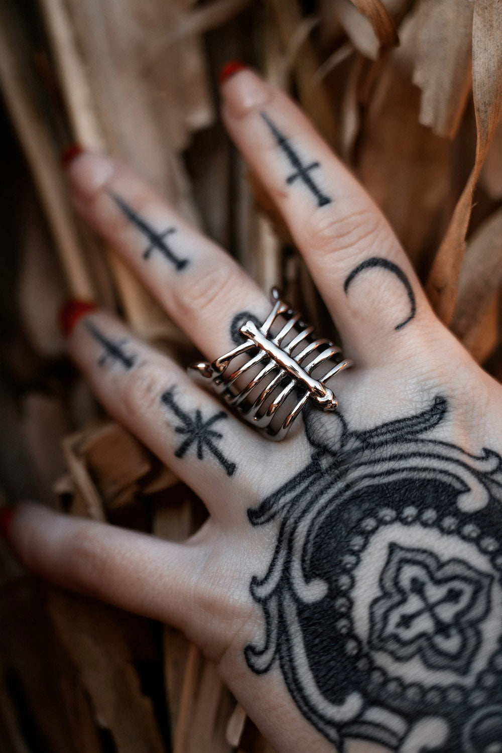 emo stainless steel ribcage shaped ring