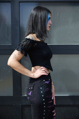 goth punk romantic v waistline cold shoulder off shoulder top for women