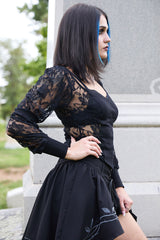 Vintage goth black lace long sleeve top