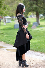 Vintage goth steampunk layered high low hem corset waist skirt