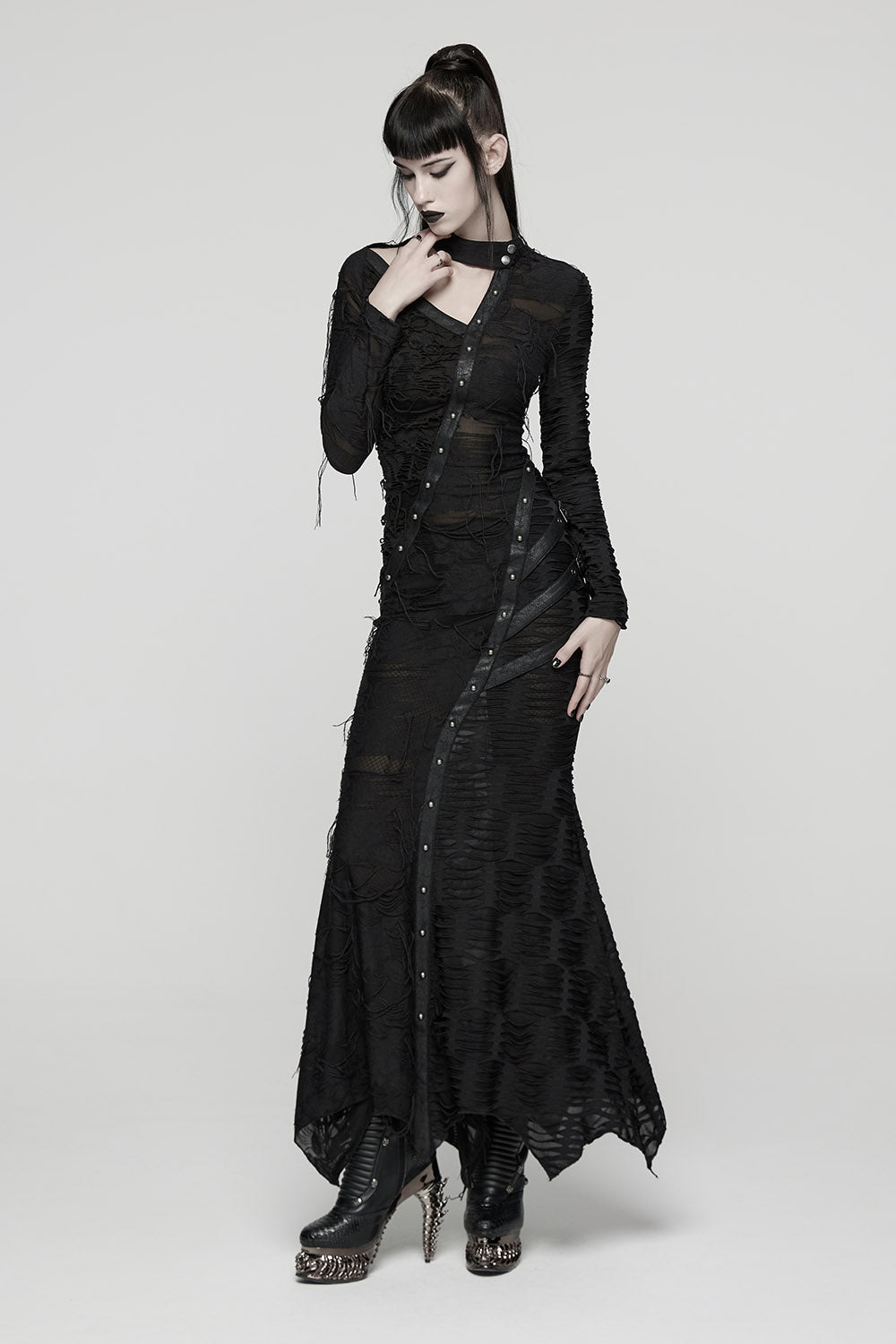 womens distressed long dress