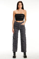 high waisted grey ripped jeans