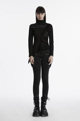 lace-up neckline gothic shirt for women