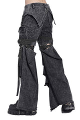mens distressed raw hem jeans