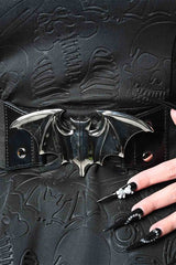 Black leather and elastic belt with bat buckle by kreepsville 