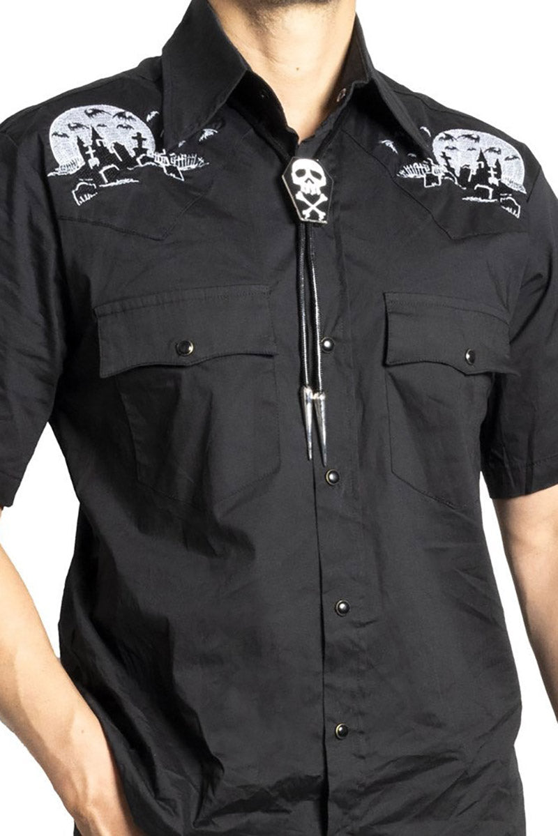 Nighttime Cemetery Western Shirt