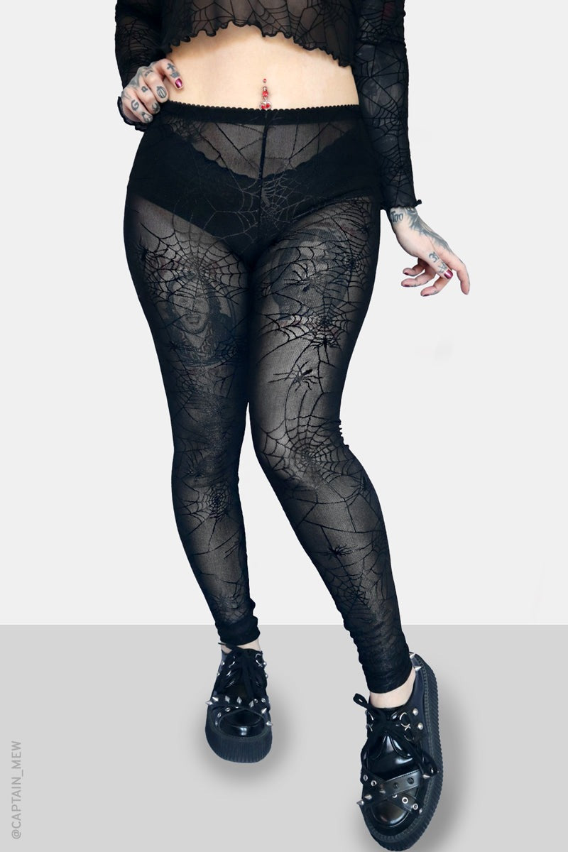 emo spiderweb pattern leggings