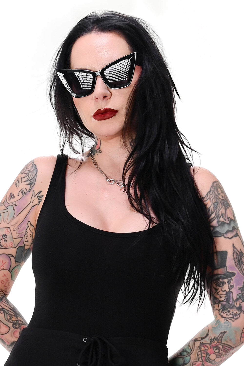 rockabilly all black oversized cat eye sunglasses