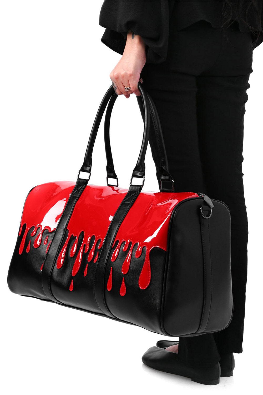 large horror halloween blood splatter tote bag