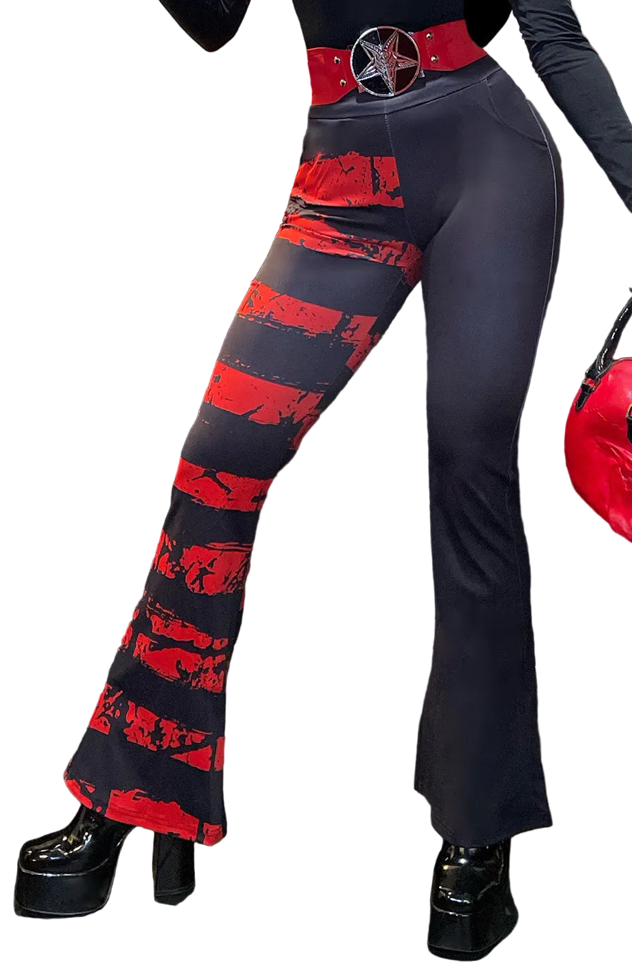 Blood Oath Striped Split Flares [Red/Black]