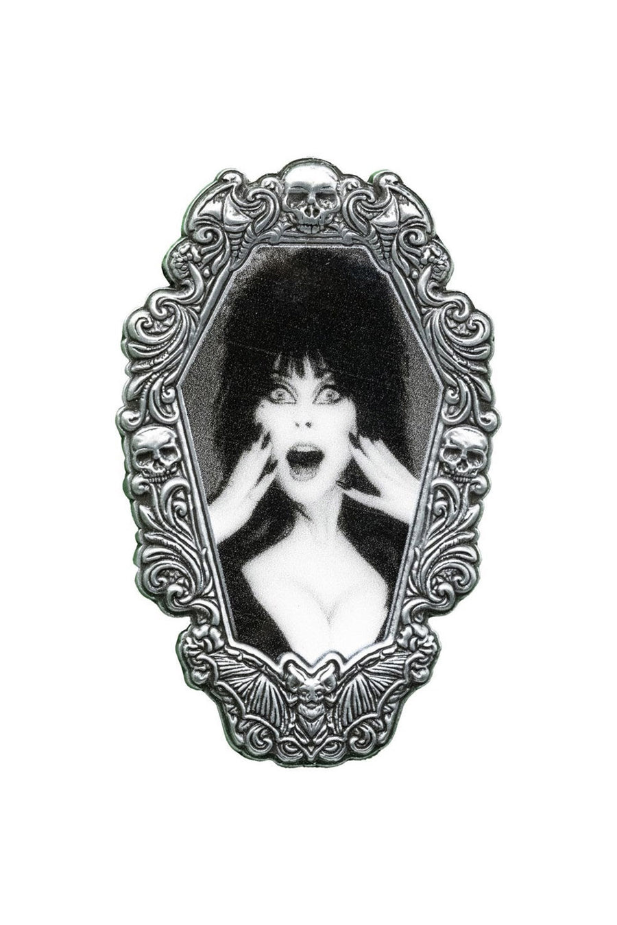 elvira enamel pin