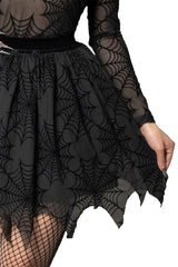 womens spiderweb skirt with tattered hem