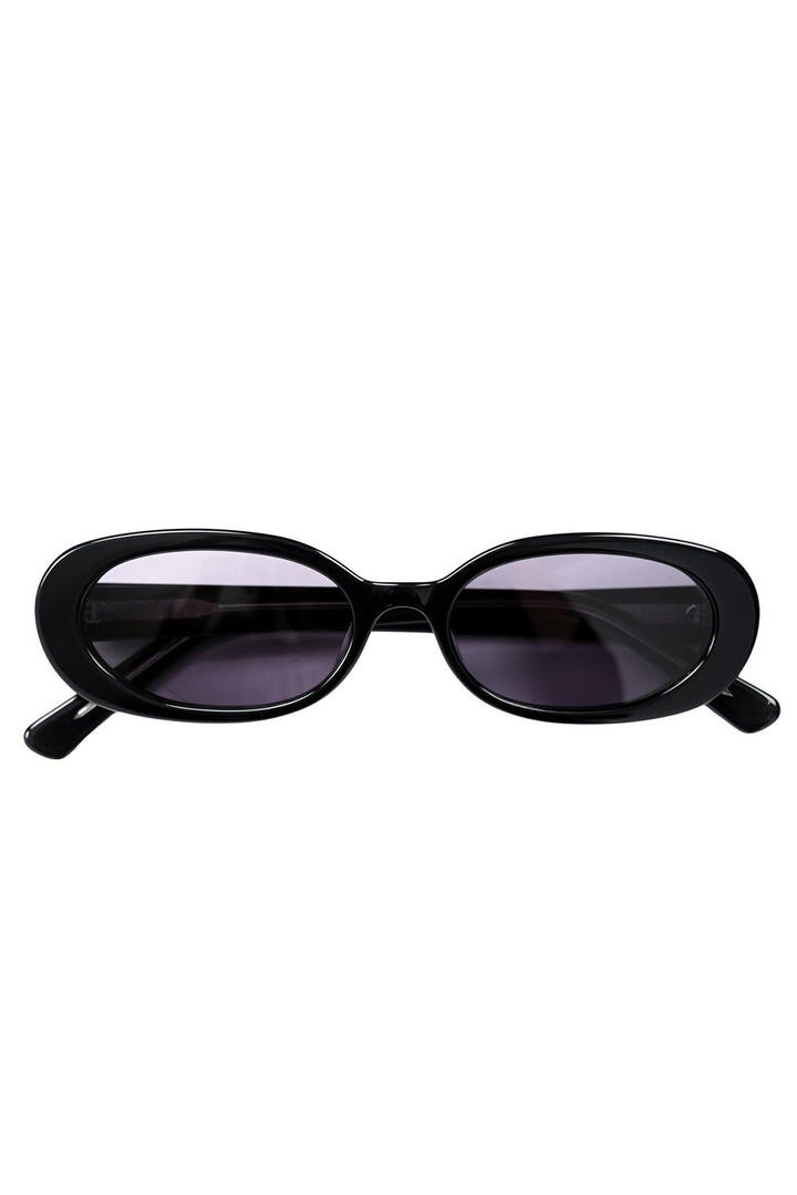 black glossy vampire goth oval 90s vintage sunglasses