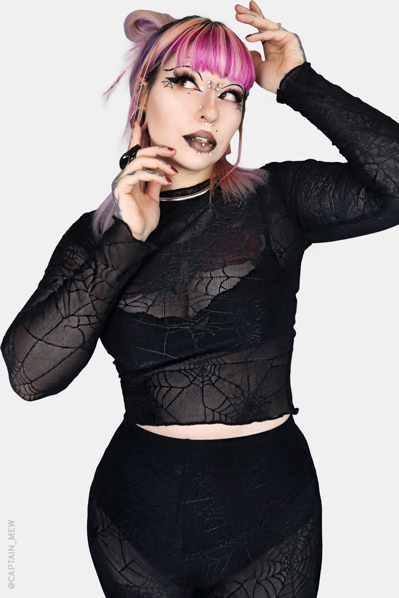 black spiderweb crop top