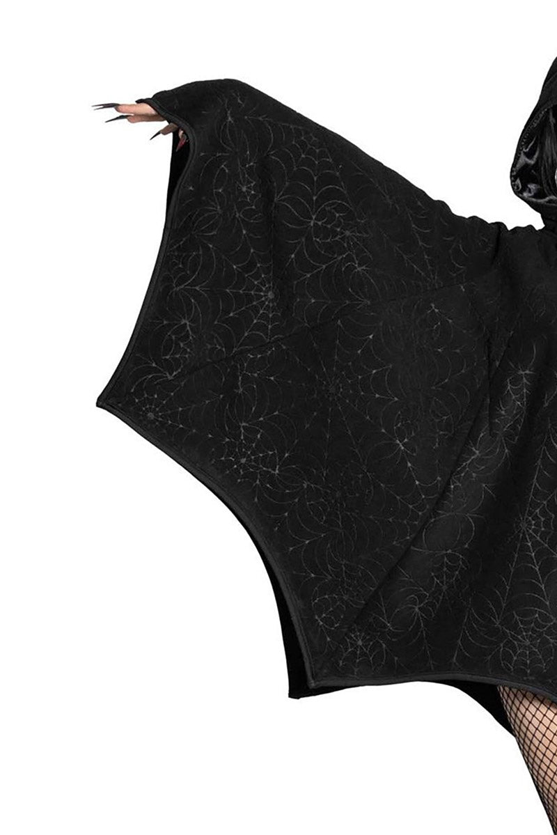 spiderweb cape with bat wing sleeve