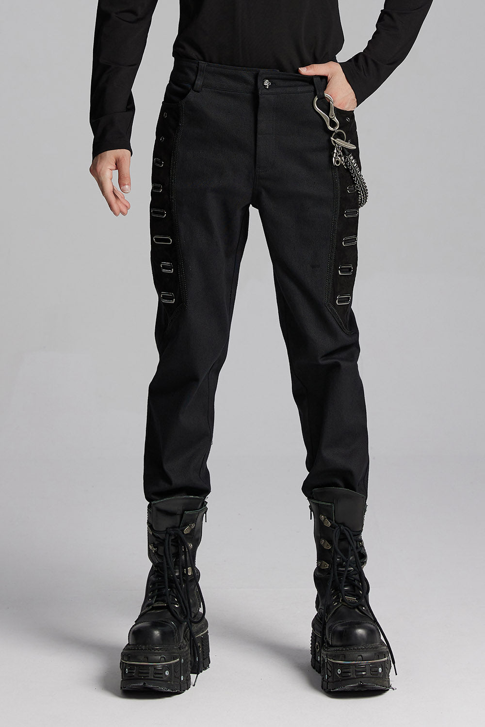 mens black studded pants