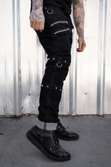 mens zippered ribbed jeans