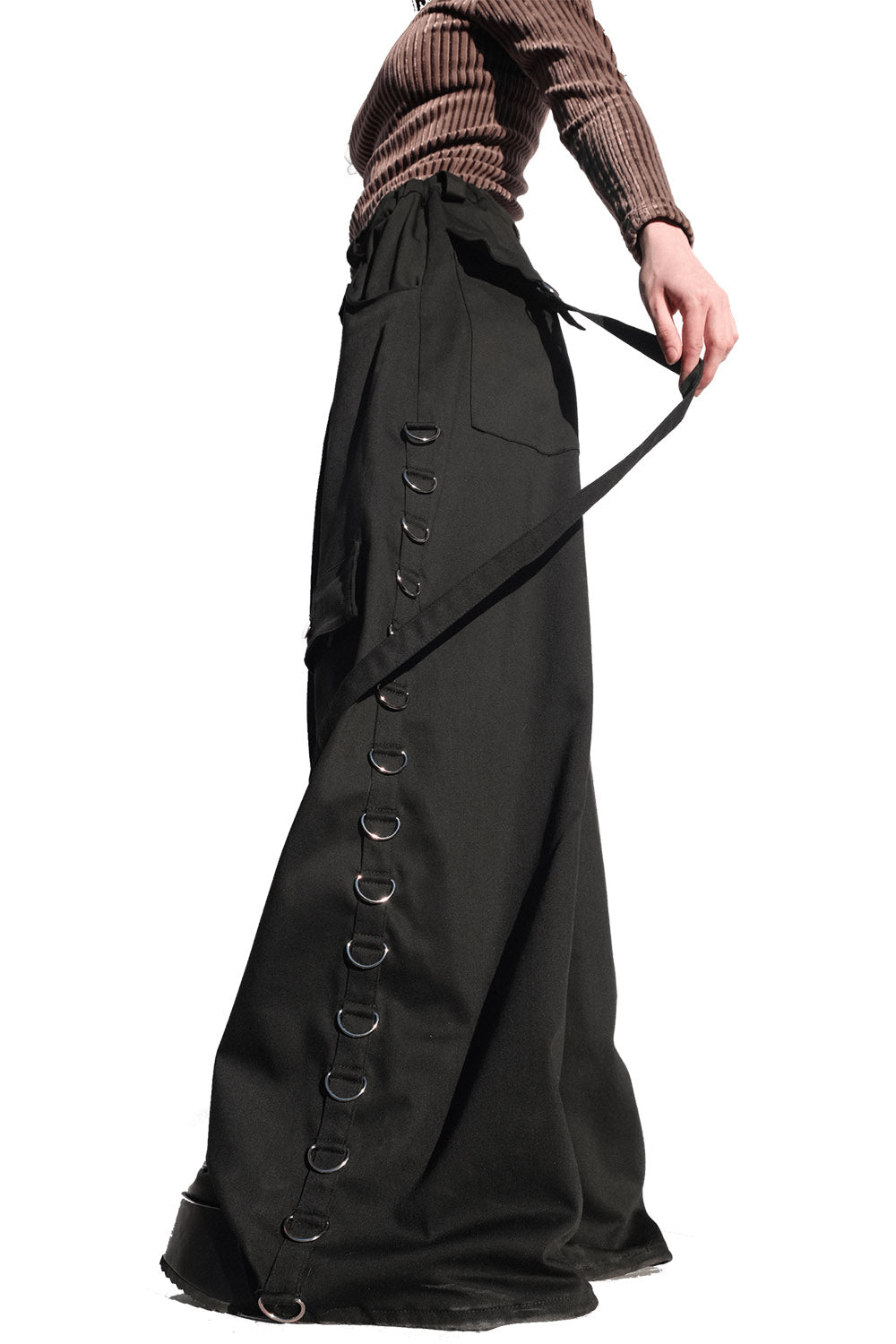 black d-ring emo pants