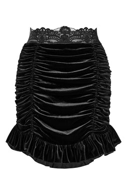 Black Prayer Bustle Mini Skirt