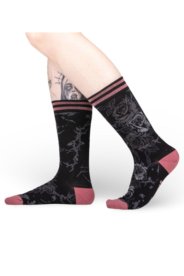 dark fairytale rose socks 